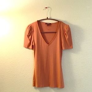 Coral puff sleeve top